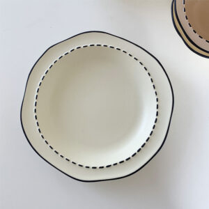 Japanese Mulanxi Cream Cartoon Ceramic Deep Plate, White